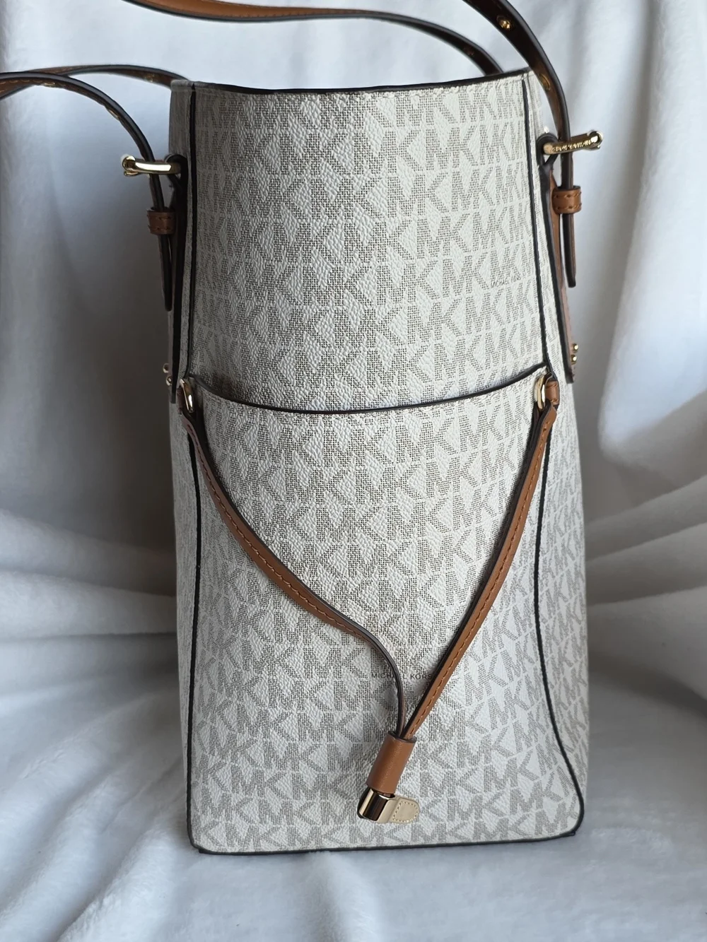 Michael Kors Cream and Tan Signature Tote Bag